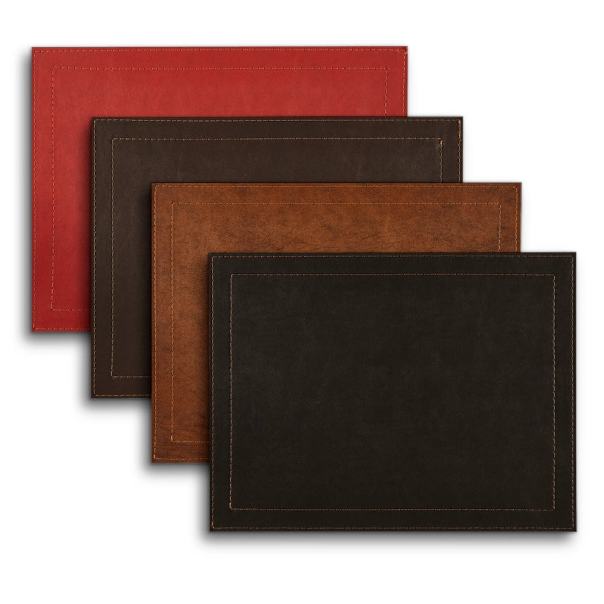 Set of 6 Placemats Classic Luxe Faux Leather & Copper