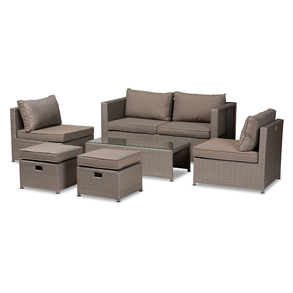 MODERN | CONTEMPORARY RATTAN 6-PIECE PATIO SET