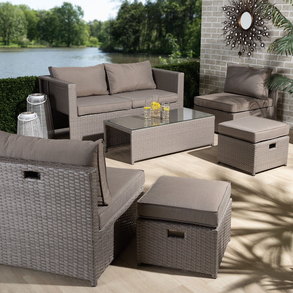 MODERN | CONTEMPORARY RATTAN 6-PIECE PATIO SET