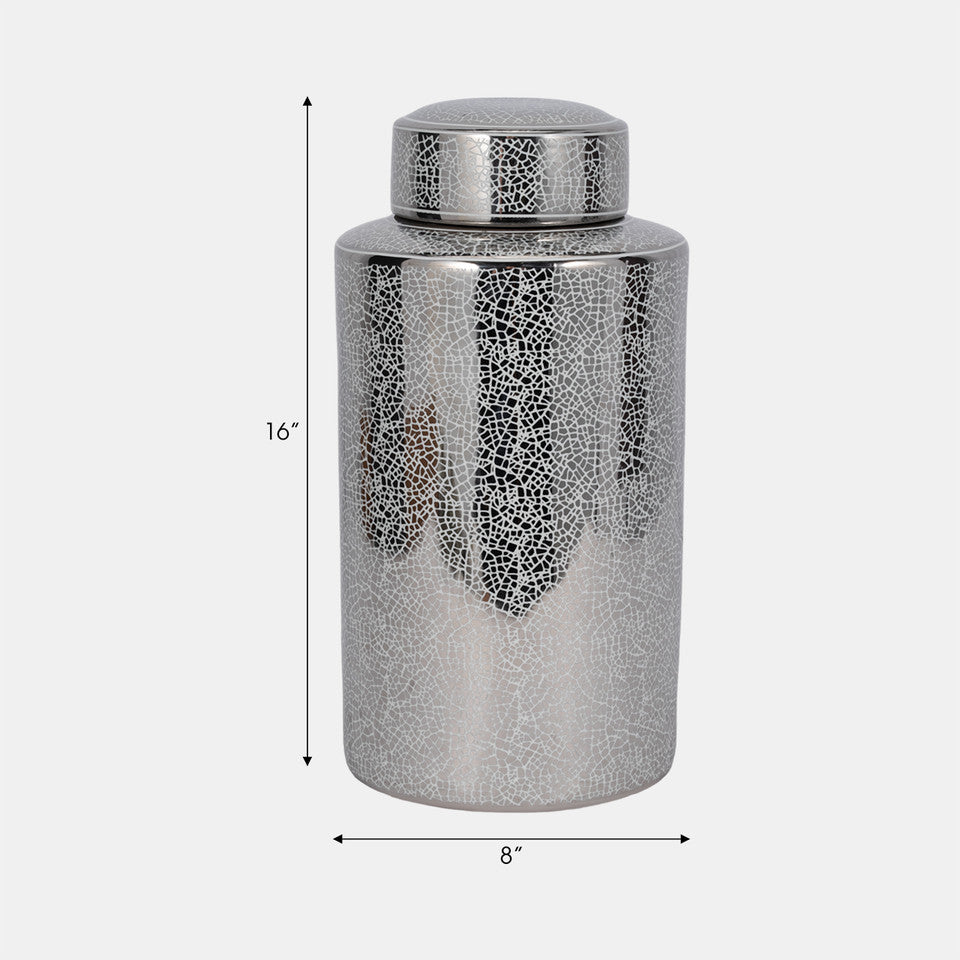 Crackle Silver Jar