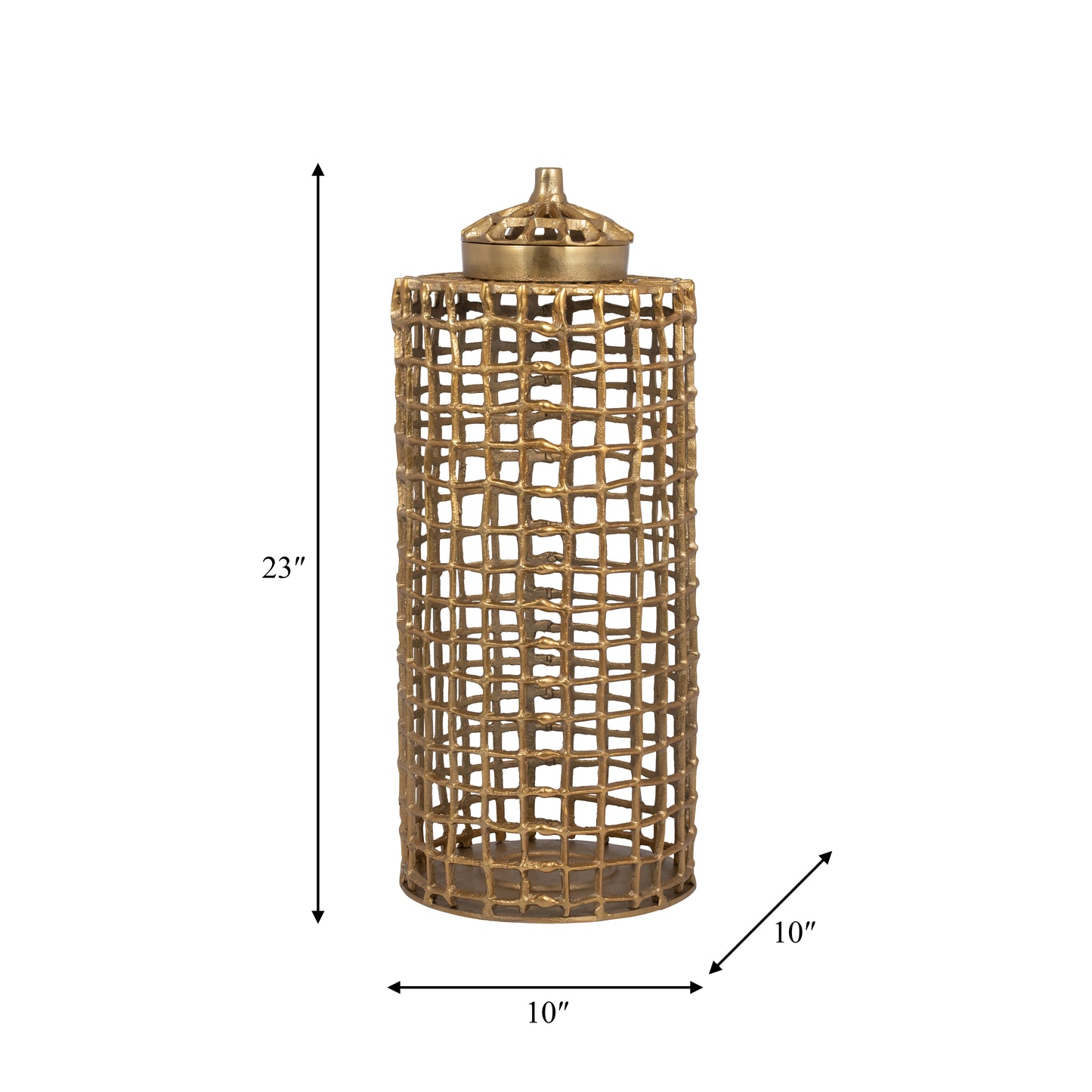 Metal, Lidded Jar, Gold