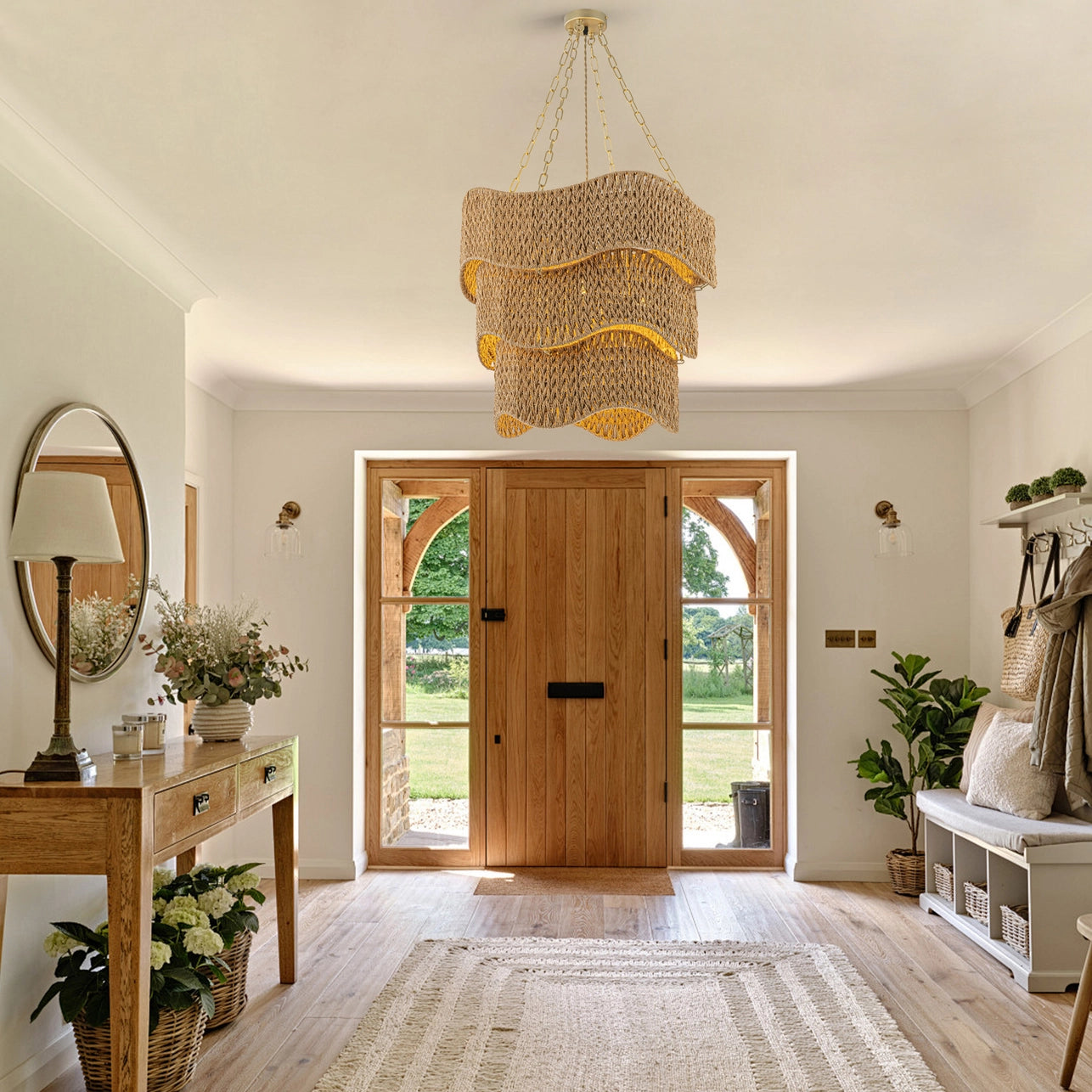 Contemporary Modern Braided Woven Coastal Chandelier