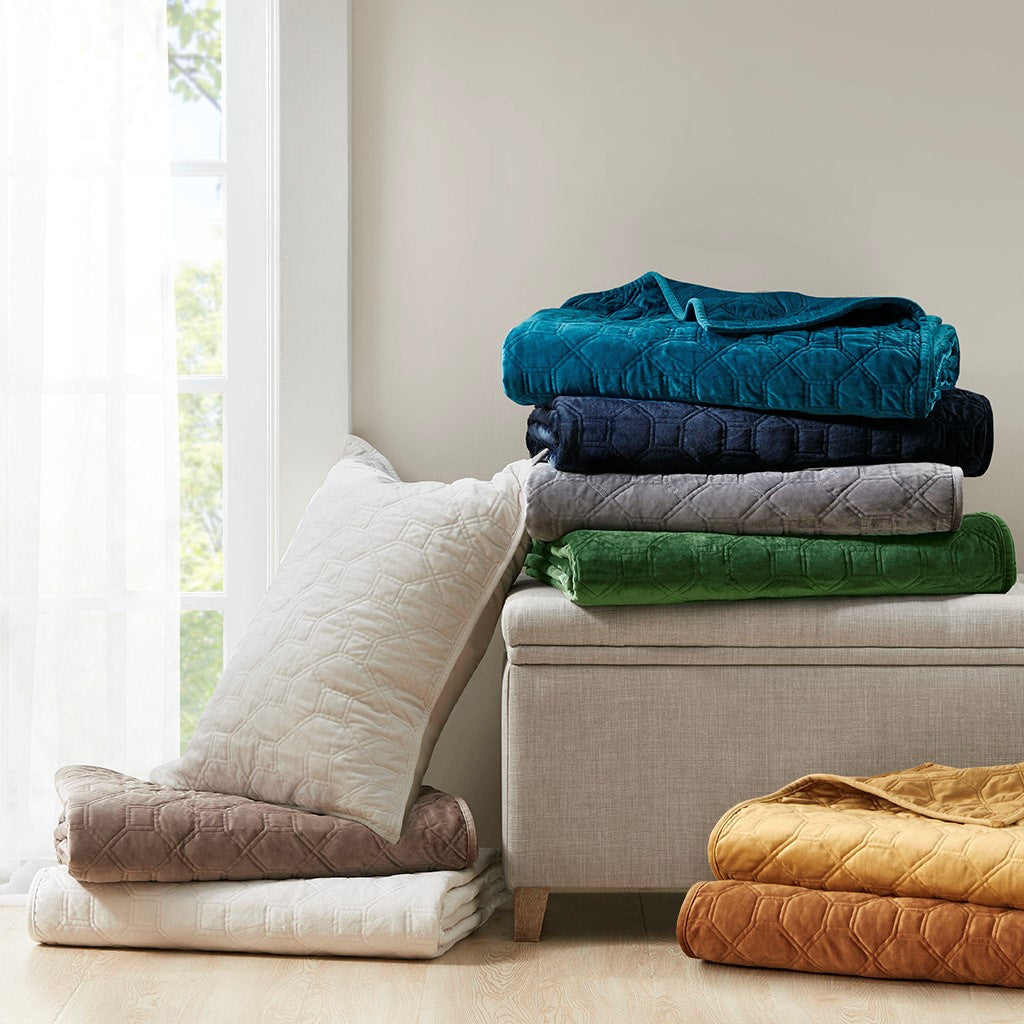 Harper Faux Velvet Reversible 3 Piece Coverlet Set