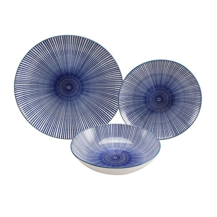 Laura Blue Porcelain 12 Piece Dinnerware Set - Services Four