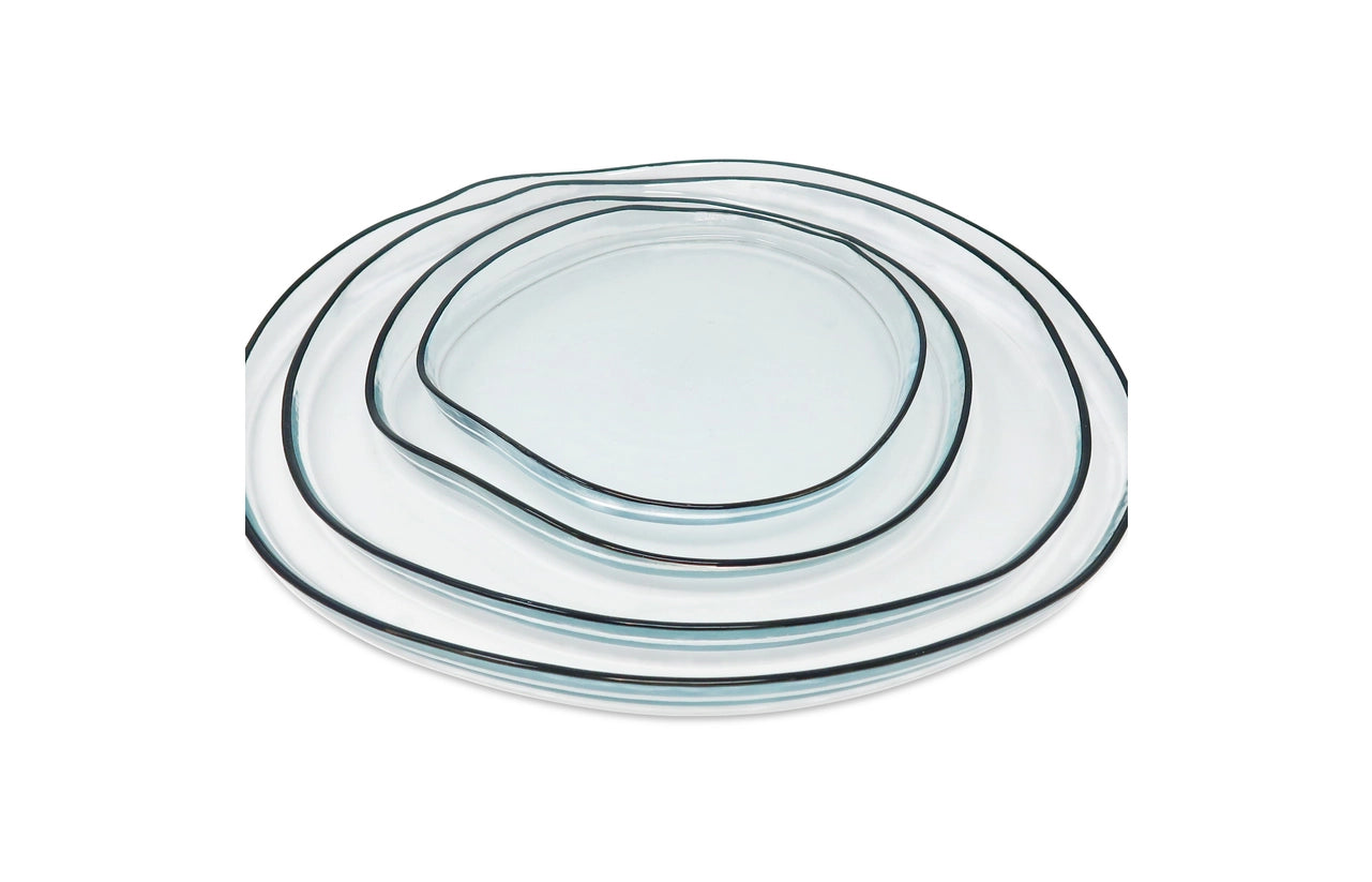Set of 4 Organic Shaped Plates with Black Wall