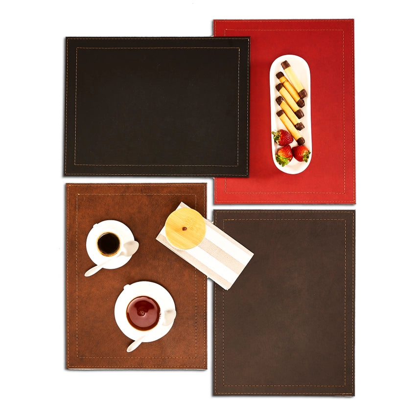 Set of 6 Placemats Classic Luxe Faux Leather & Copper