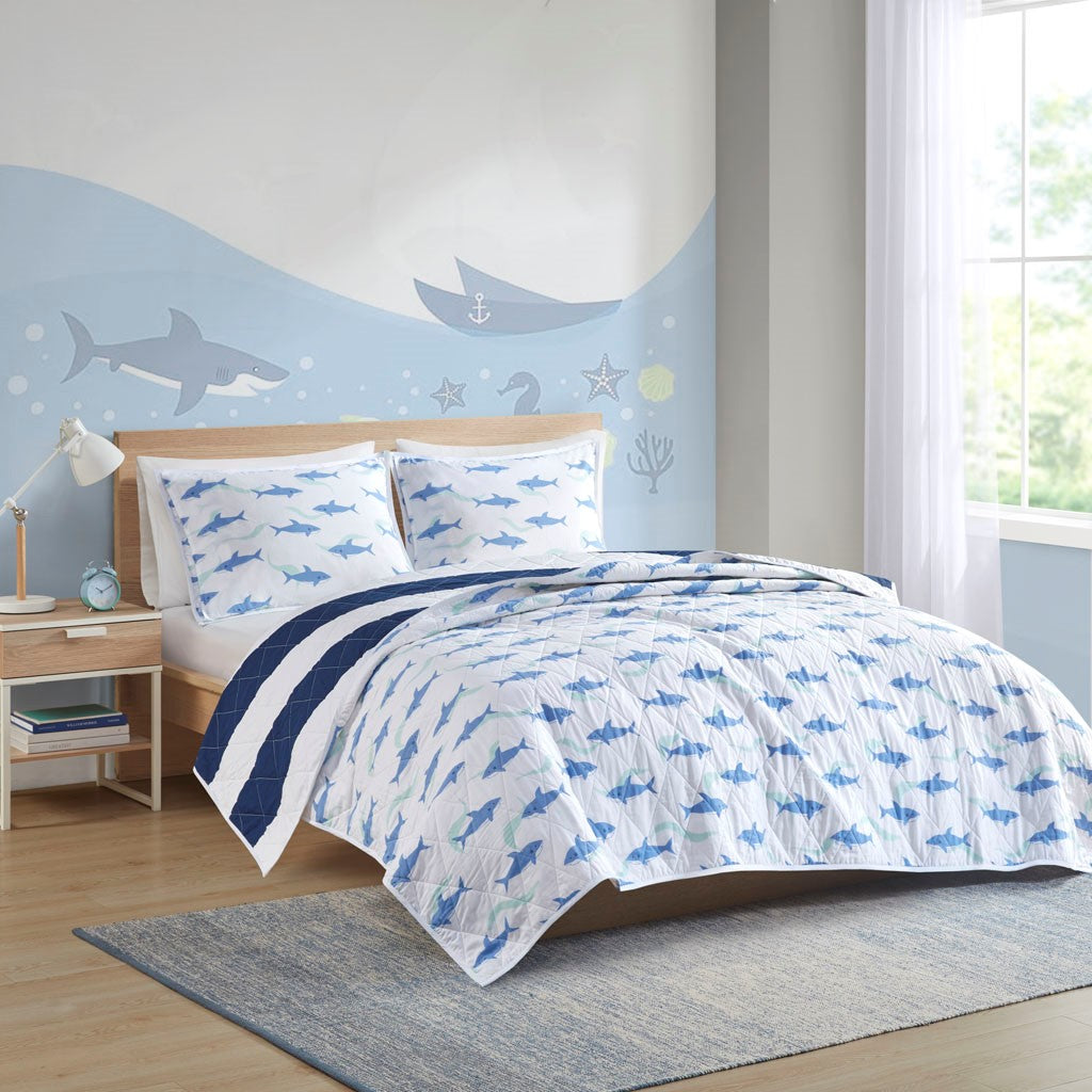 Sammie Cotton Cabana Stripe Reversible Quilt Set