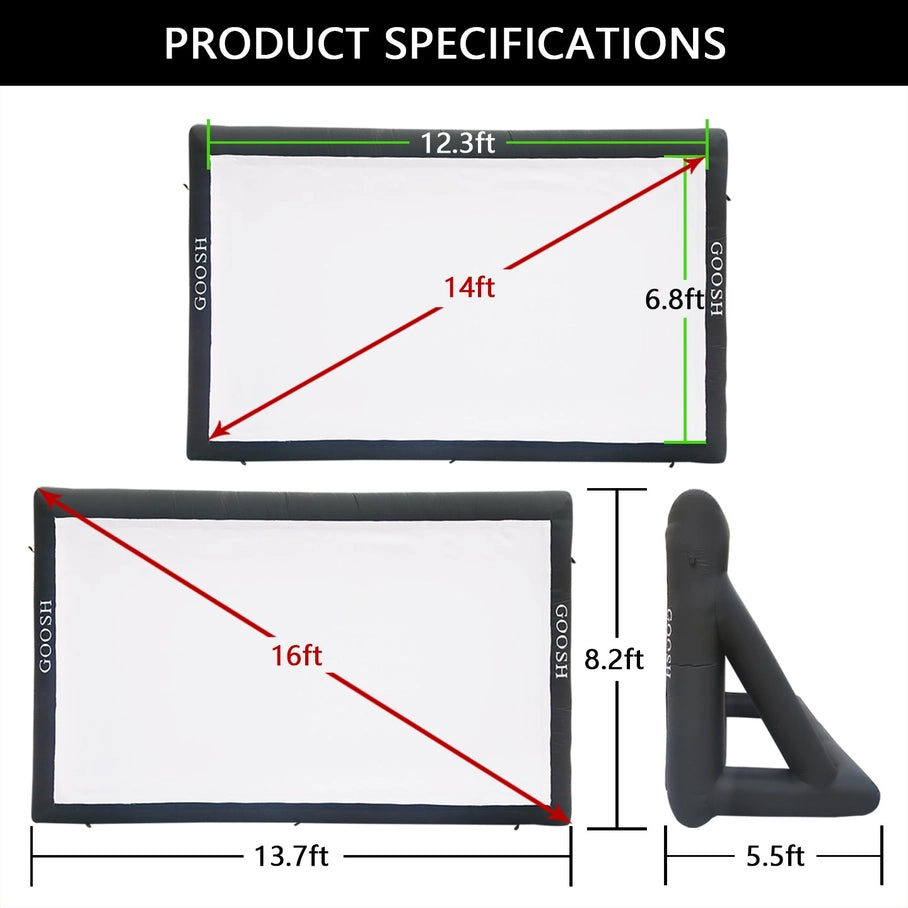 16 ft Outdoor & Indoor Inflatable Movie Theater Projection Screen