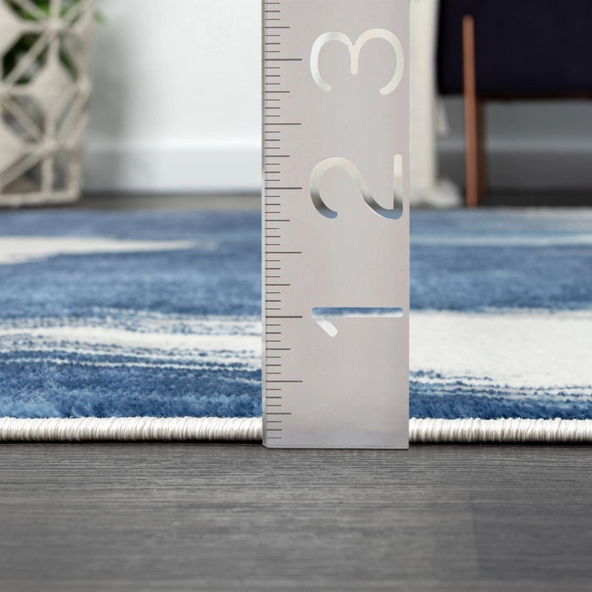 Abstract Mountain Grey Blue Area Rug