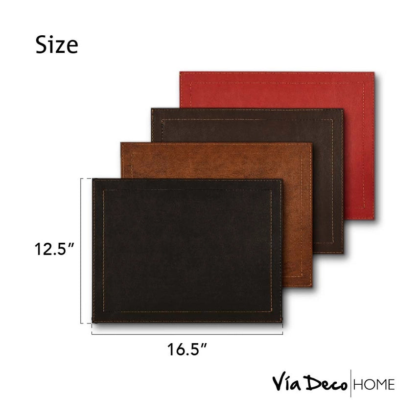 Set of 6 Placemats Classic Luxe Faux Leather & Copper