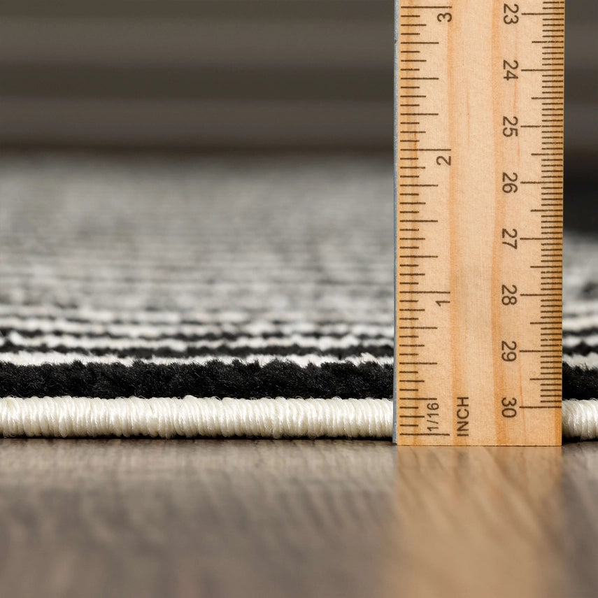 Cream Black Lines Color Block Rug