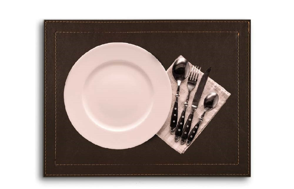 Set of 6 Placemats Classic Luxe Faux Leather & Copper