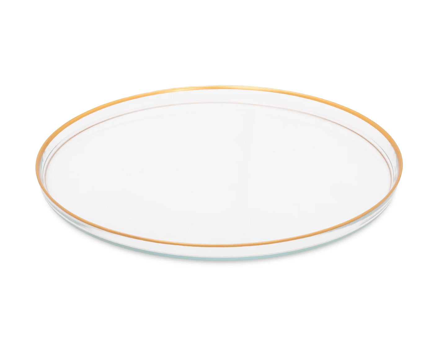 Set of 4 Glass 13" Chargers with Gold Rim.