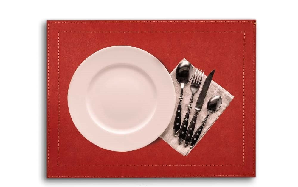 Set of 6 Placemats Classic Luxe Faux Leather & Copper