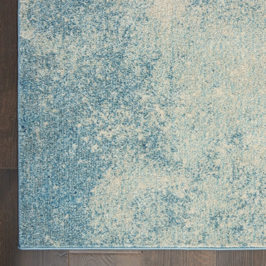 Light Blue and Ivory Abstract Sky Runner Rug