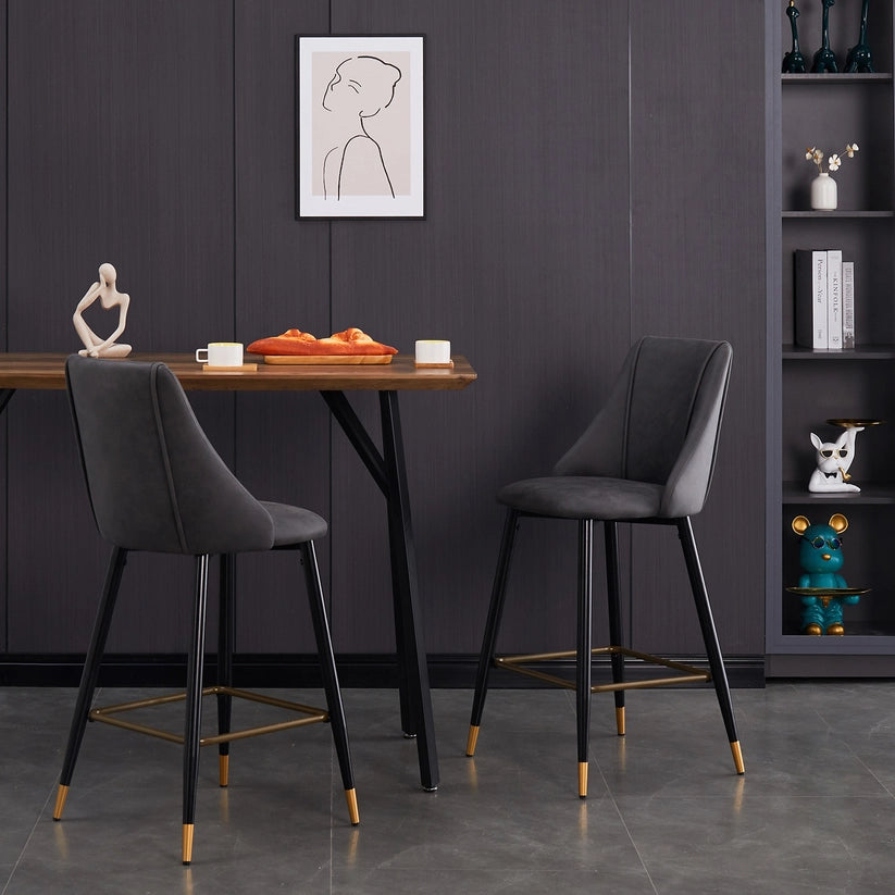 Set of 2 Modern 26'' Faux Leather Counter Barstools