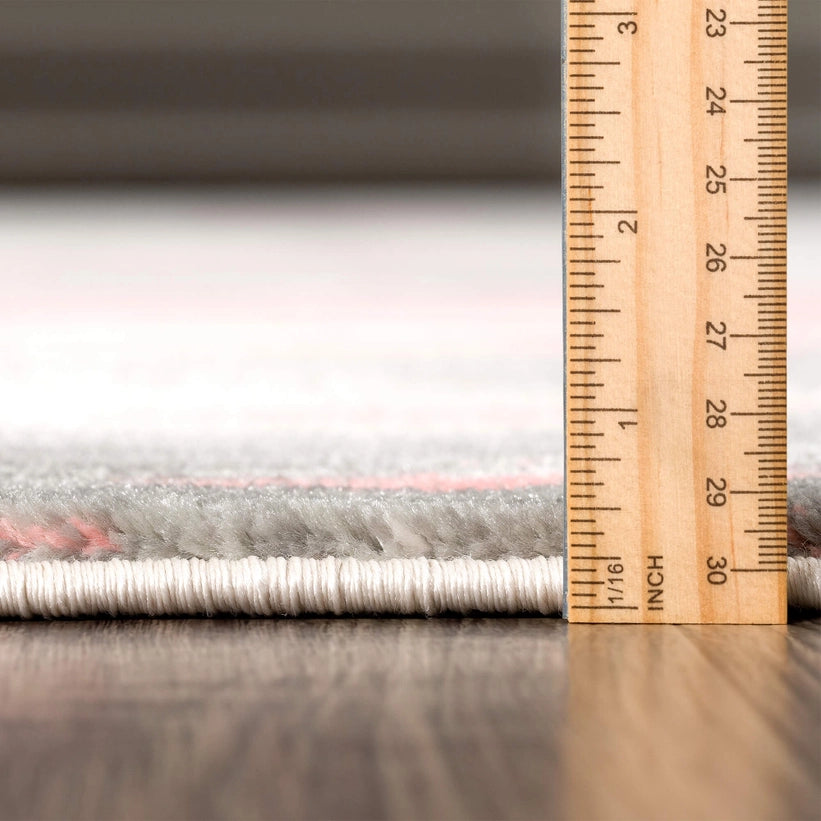 Contemporary Cream and Pink Abstract Rug