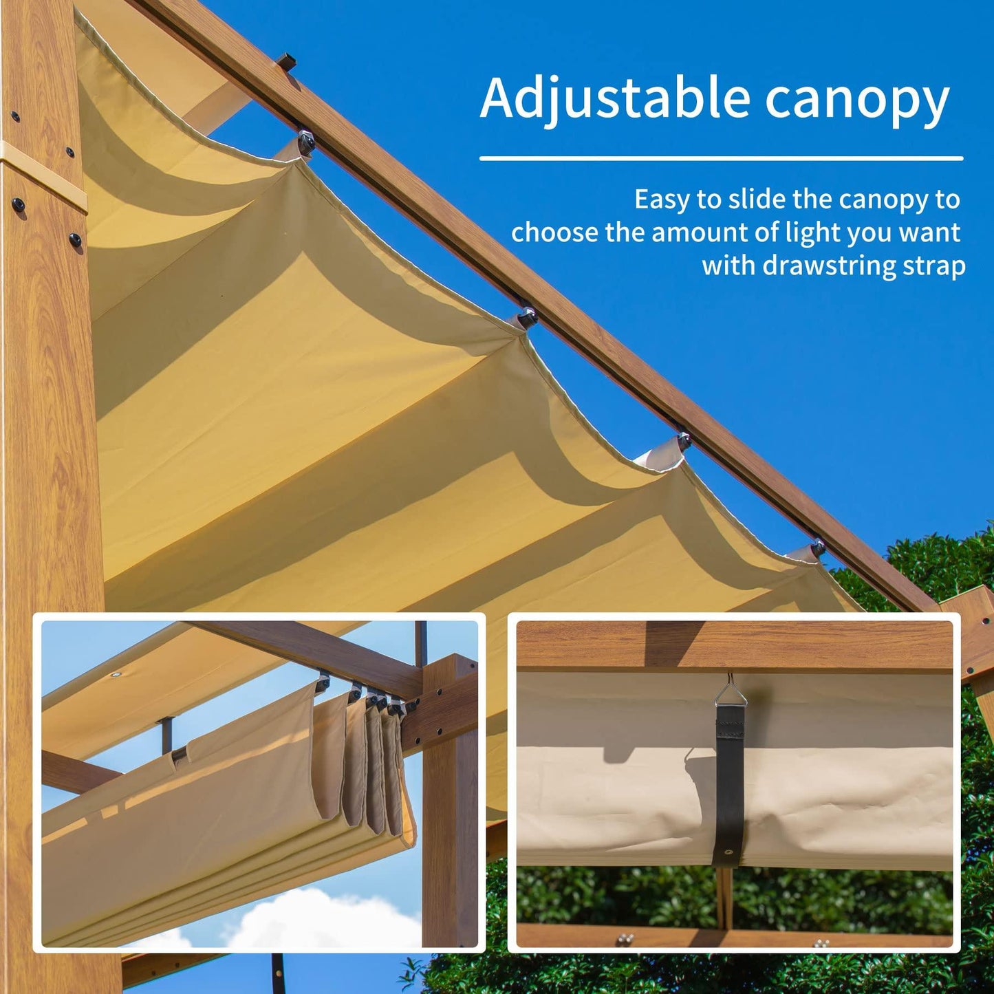 Domi Outdoor Living Outdoor Retractable Pergola with Weather-Resistant Canopy Aluminum