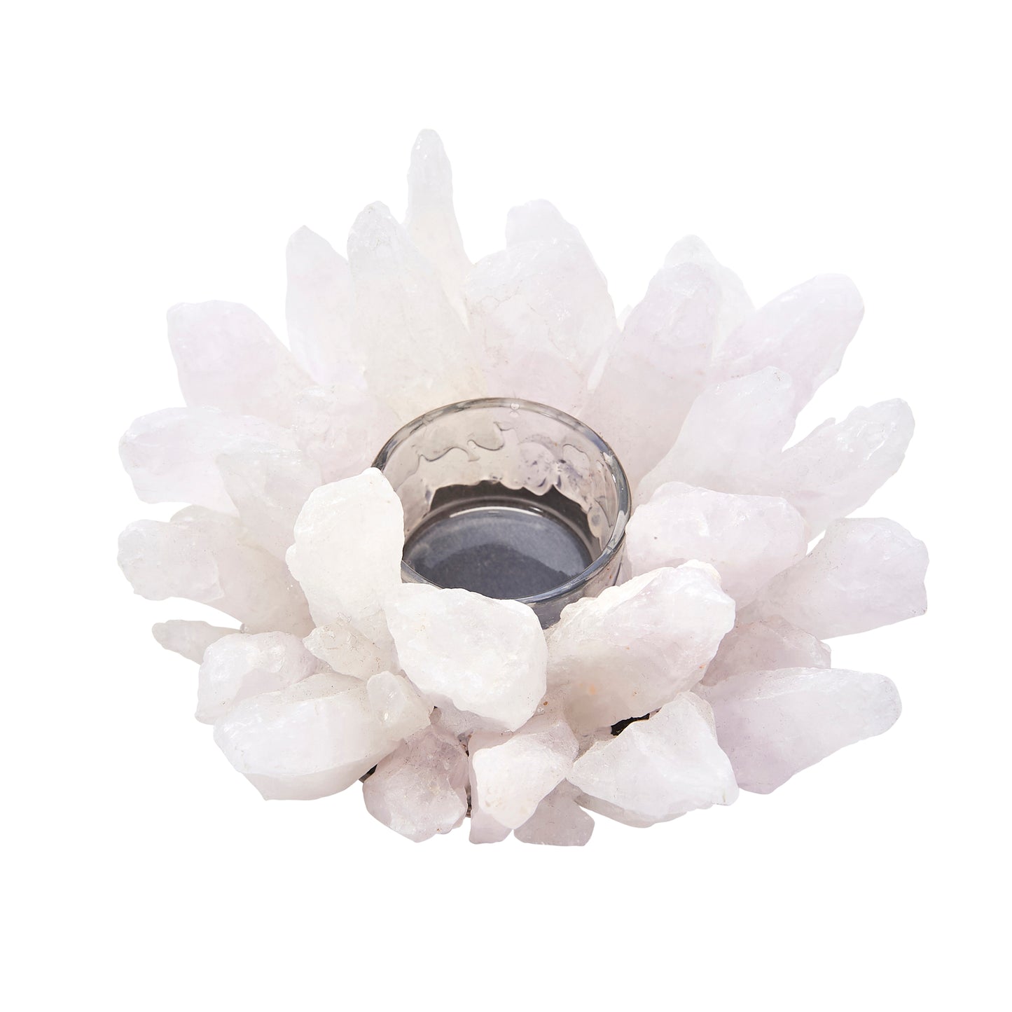 WHITE STONE FLOWER CANDLE HOLDER