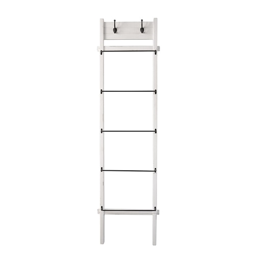 WOOD / METAL 76" LADDER, WHITE