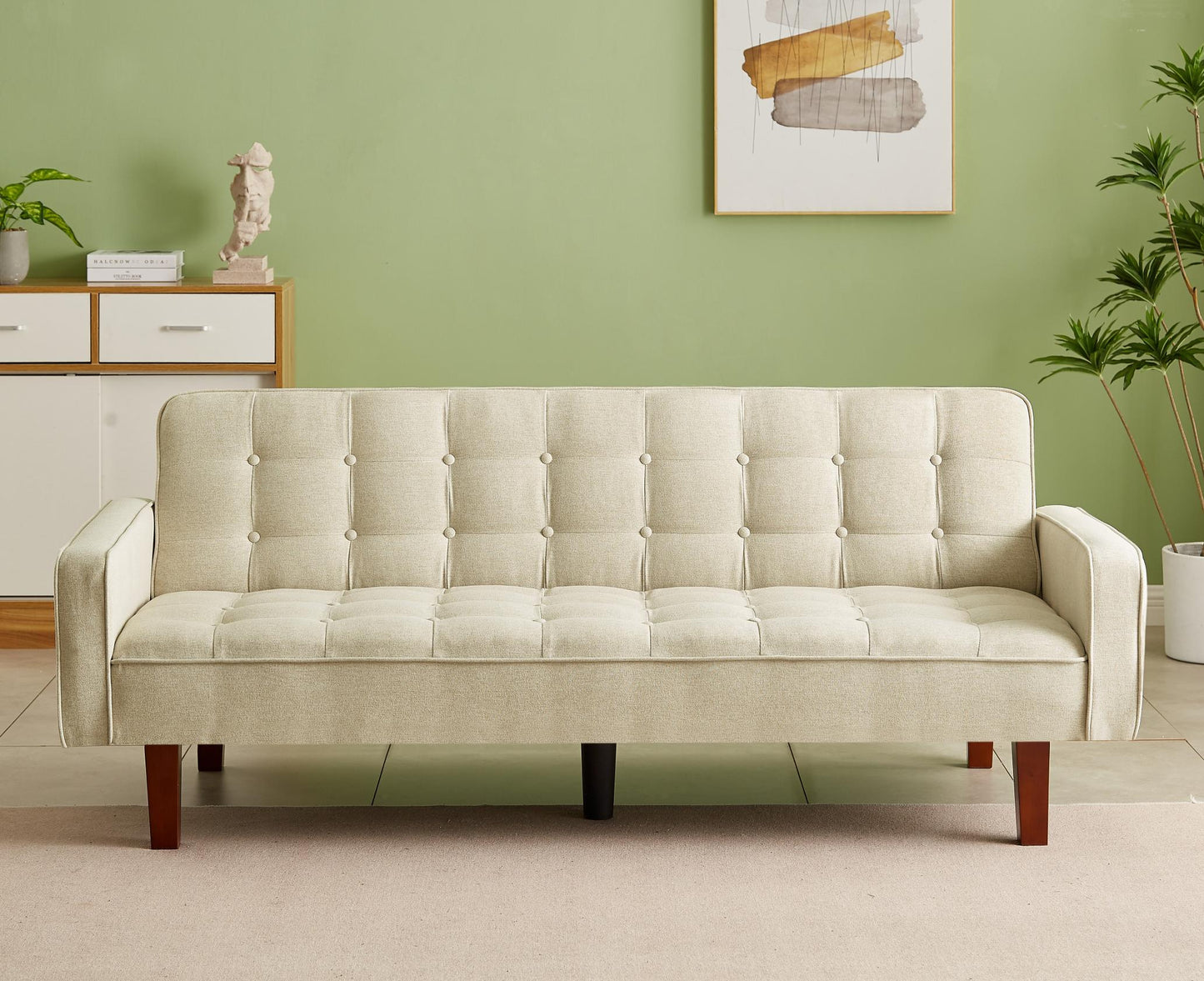 Solid Color Tufetd Sofa Save Space for Living Room