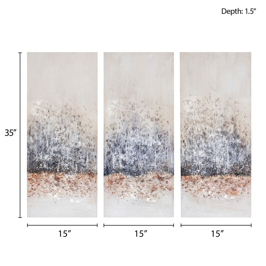 Twilight Mystere 100% Hand Brush Embellished Canvas, 3 Piece Set