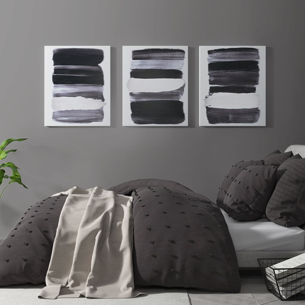 Traveling Road Abstract Printed Canvas with Metallic Foil 3 Piece Set