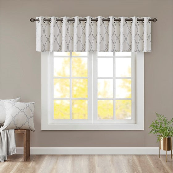 Saratoga Fretwork Print Grommet Top Window Valance