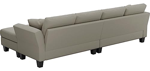 Sectional Couch Velvet L Shaped Sofa 4 Seat Sofa with Chaise L-Shaped Couches Reversible Sectional Sofa Grey