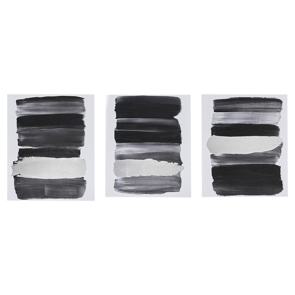 Traveling Road Abstract Printed Canvas with Metallic Foil 3 Piece Set