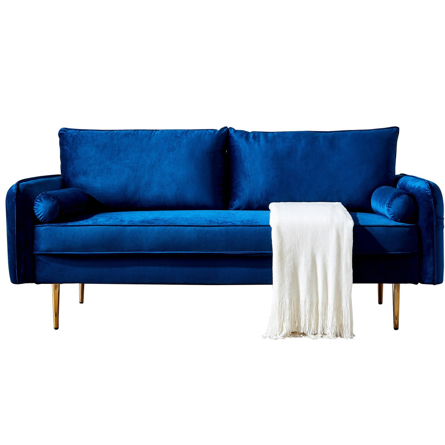 Velvet Fabric sofa with pocket-71‘’Blue