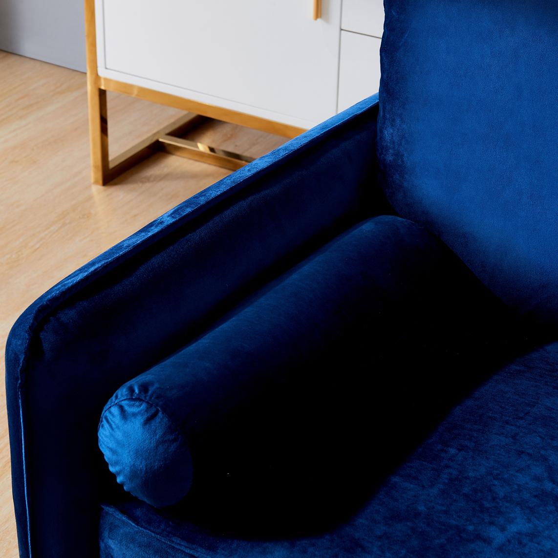 Velvet Fabric sofa with pocket-71‘’Blue