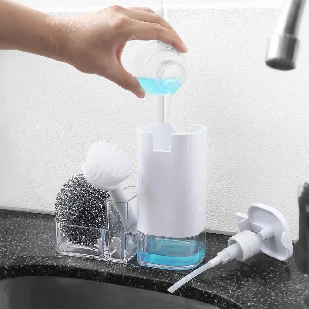 Kitchen Sink Countertop Organizer Multifunctional Cleaning Utensils-Dish Soap Dispenser Sponge Holde