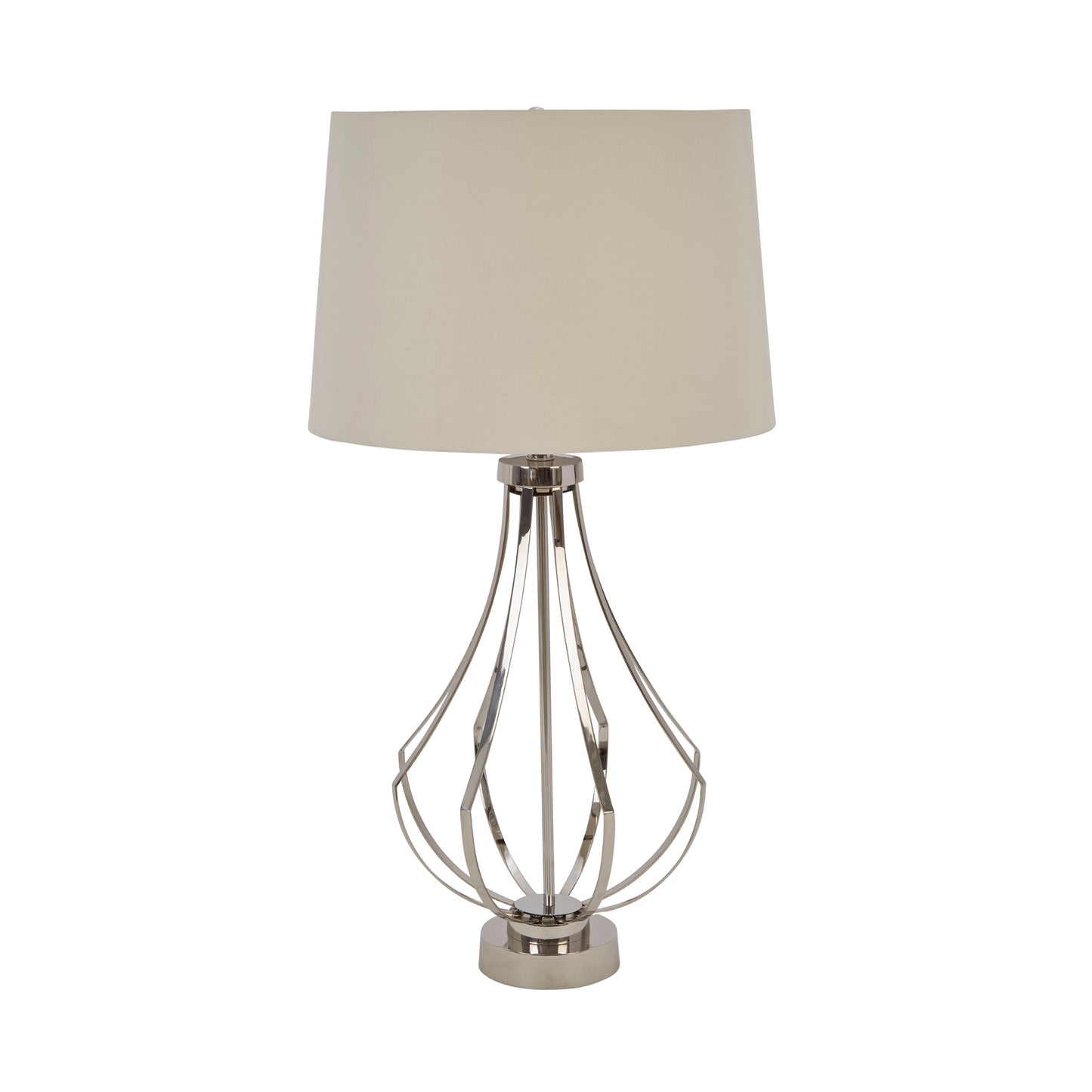 STAINLESS STEEL 25" OPEN BODYTABLE LAMP, SILVER