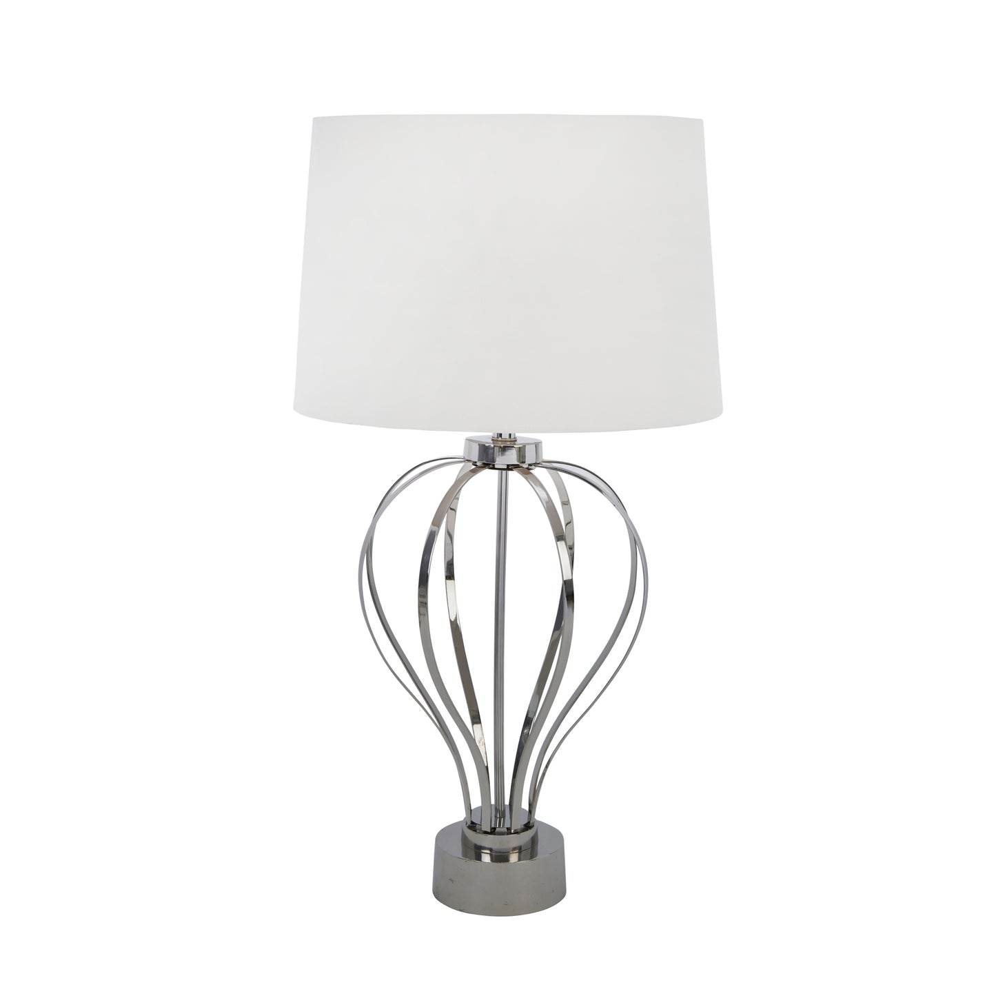 STAINLESS STEEL 25" OPEN BODYTABLE LAMP, SILVER