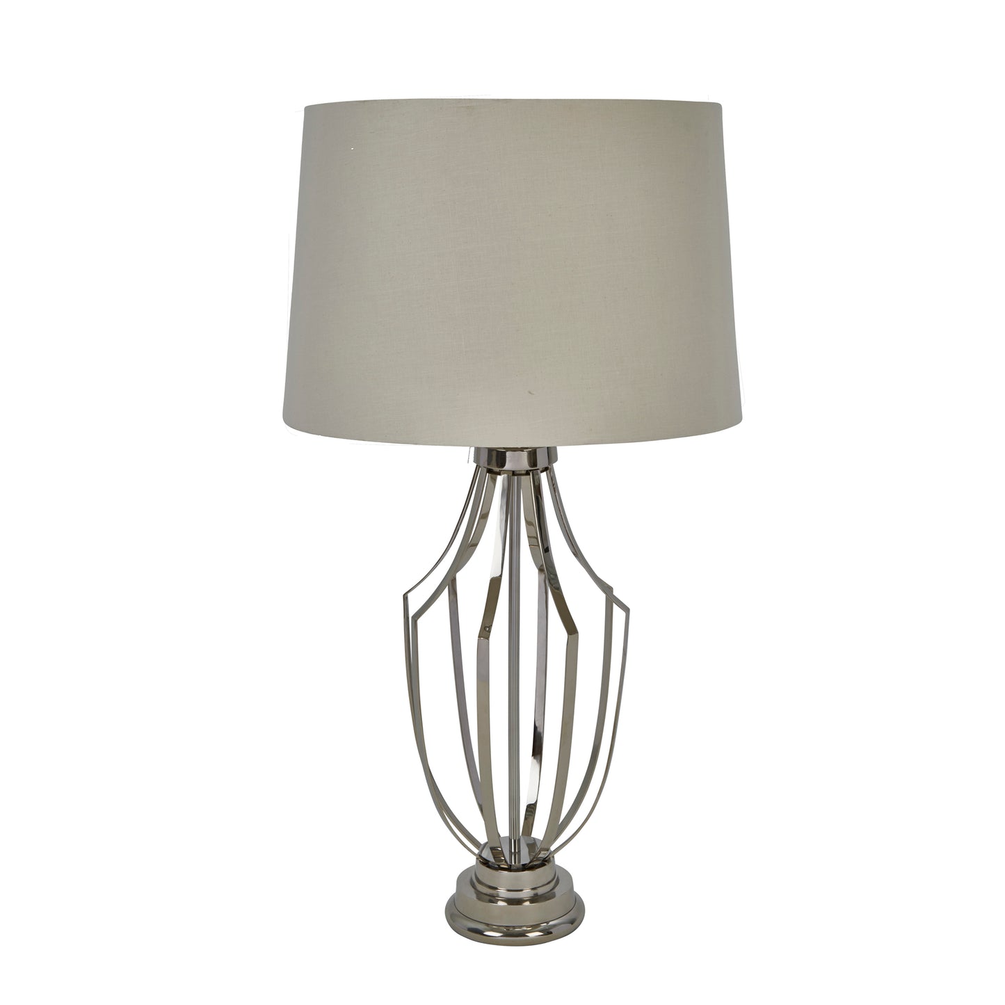 STAINLESS STEEL 25" OPEN BODYTABLE LAMP, SILVER