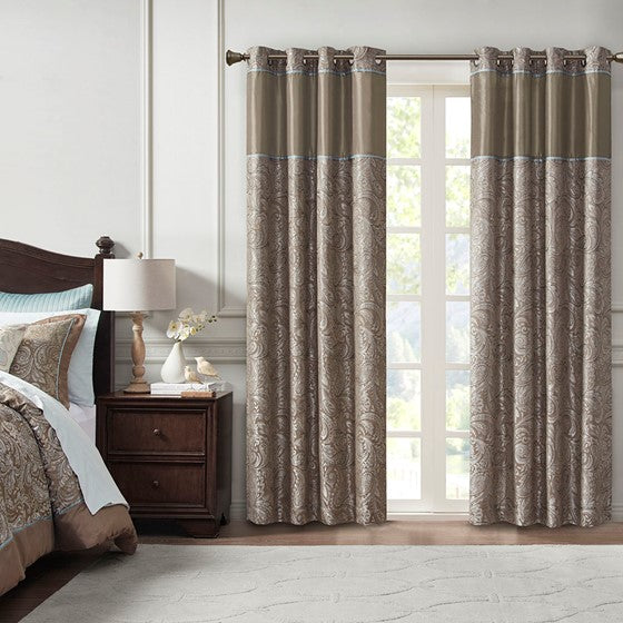 Aubrey Jacquard Total Blackout Curtain Panel