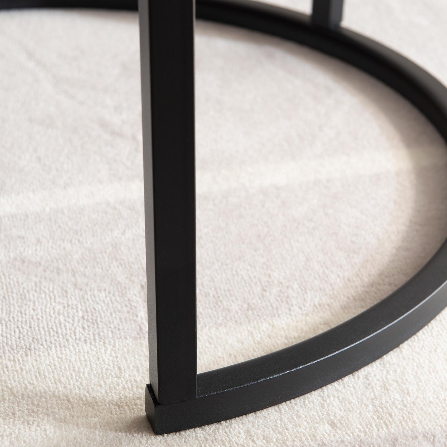 Black metal framed Modern Nesting Coffee Table with Marble Top