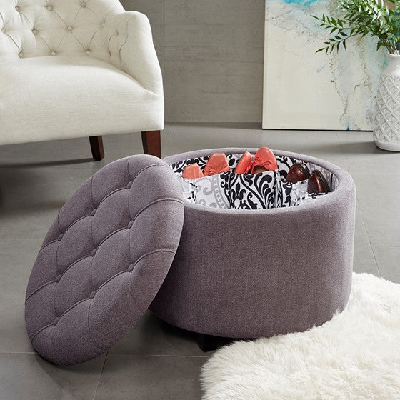 Sasha Round Ottoman with Shoe Holder Insert