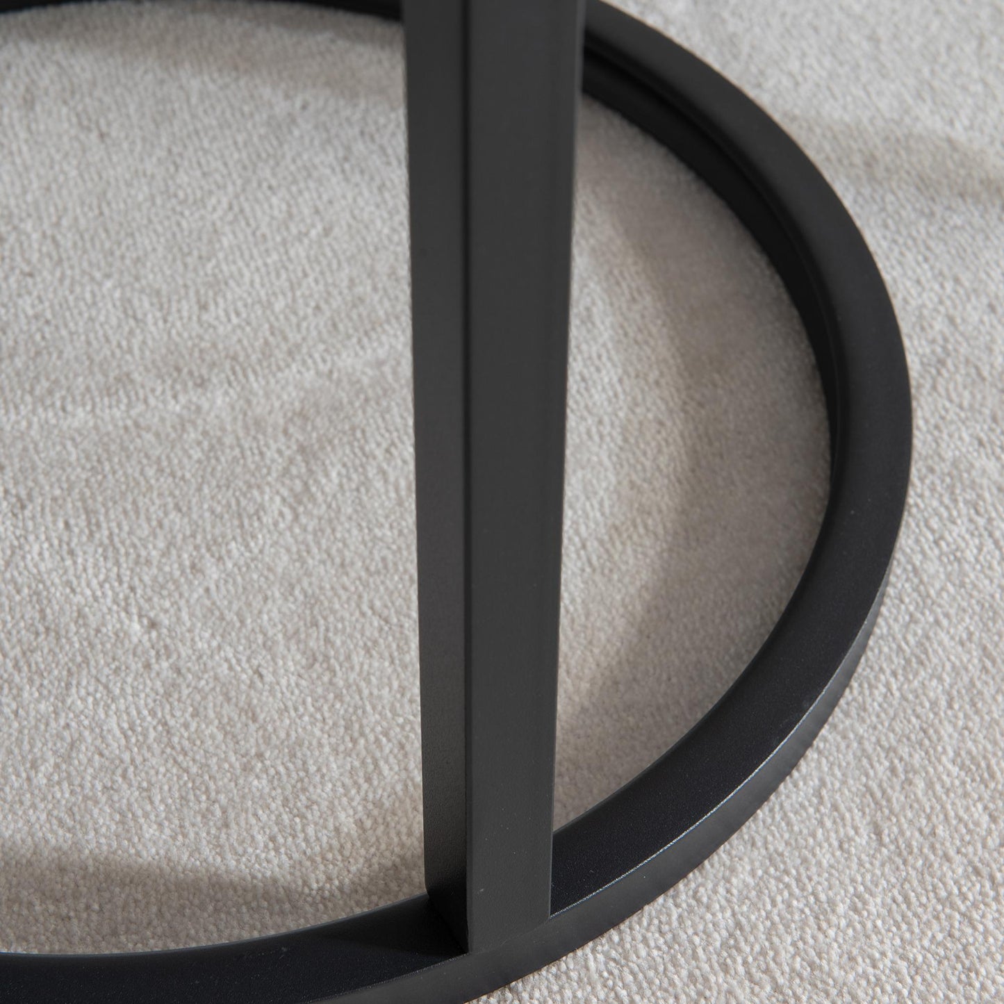 Black metal framed Modern Nesting Coffee Table with Marble Top