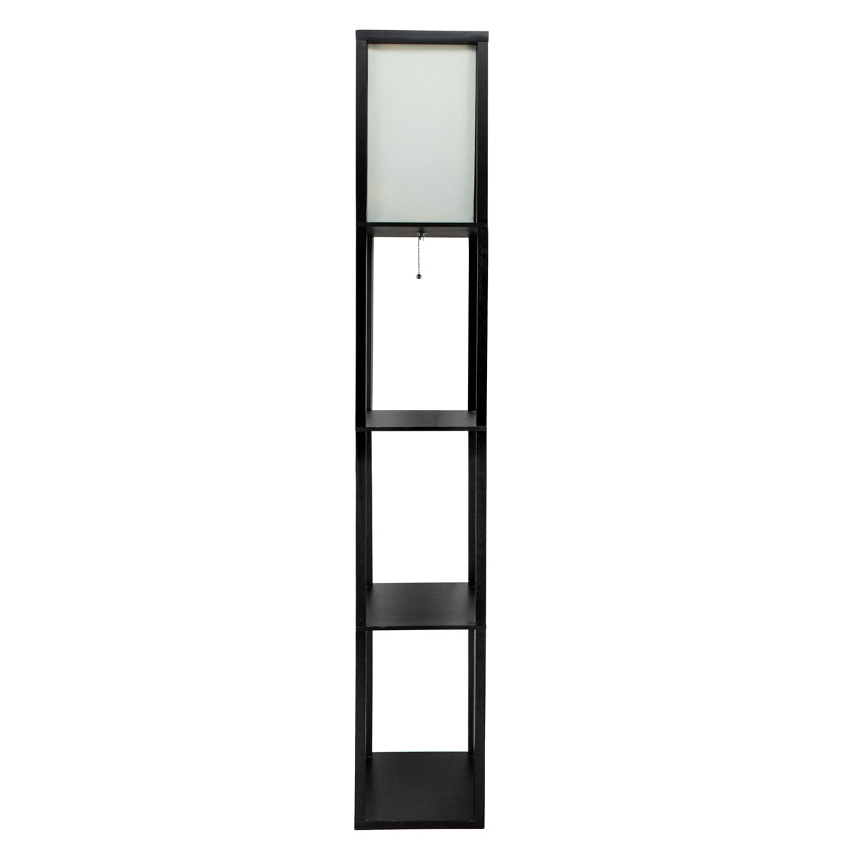 Wood Etagere / Floor Lamp, Black