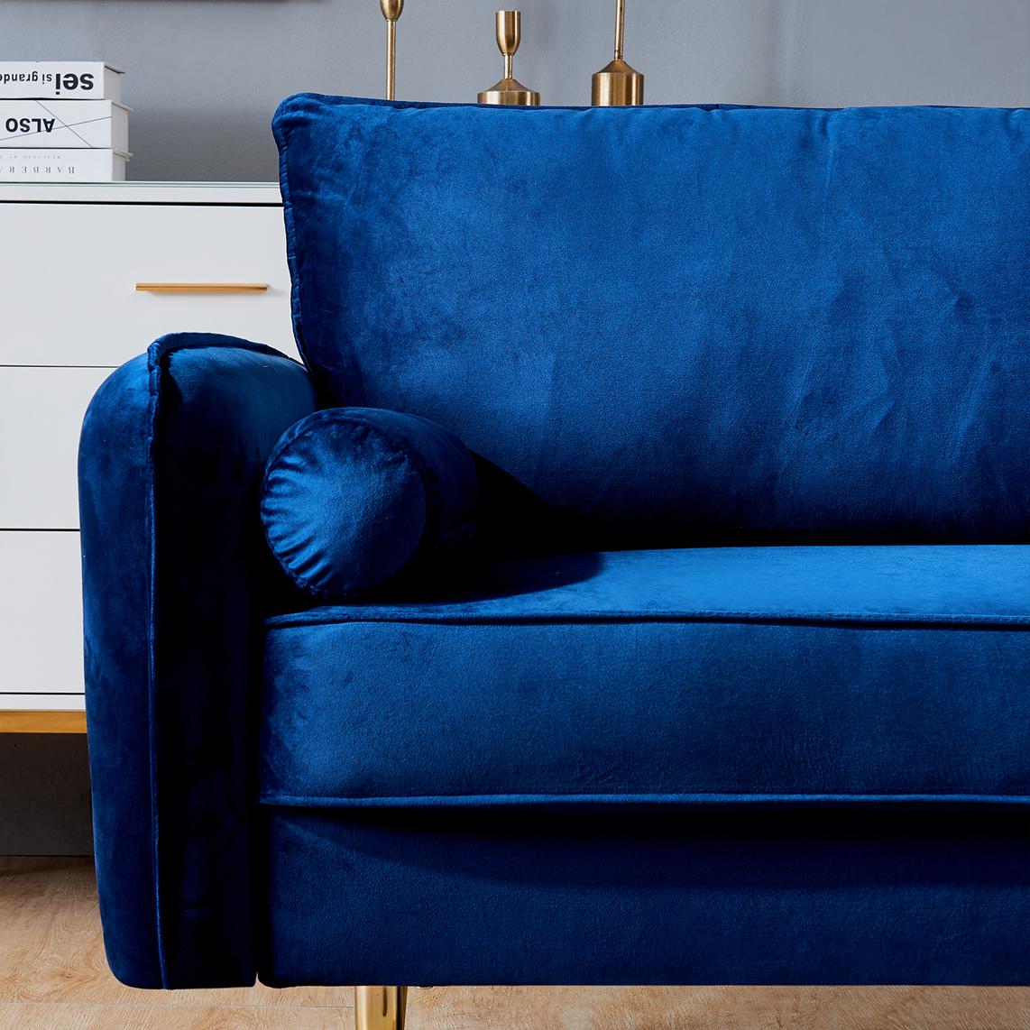 Velvet Fabric sofa with pocket-71‘’Blue