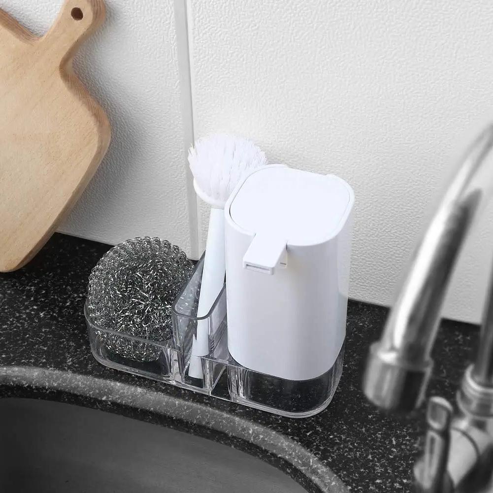 Kitchen Sink Countertop Organizer Multifunctional Cleaning Utensils-Dish Soap Dispenser Sponge Holde