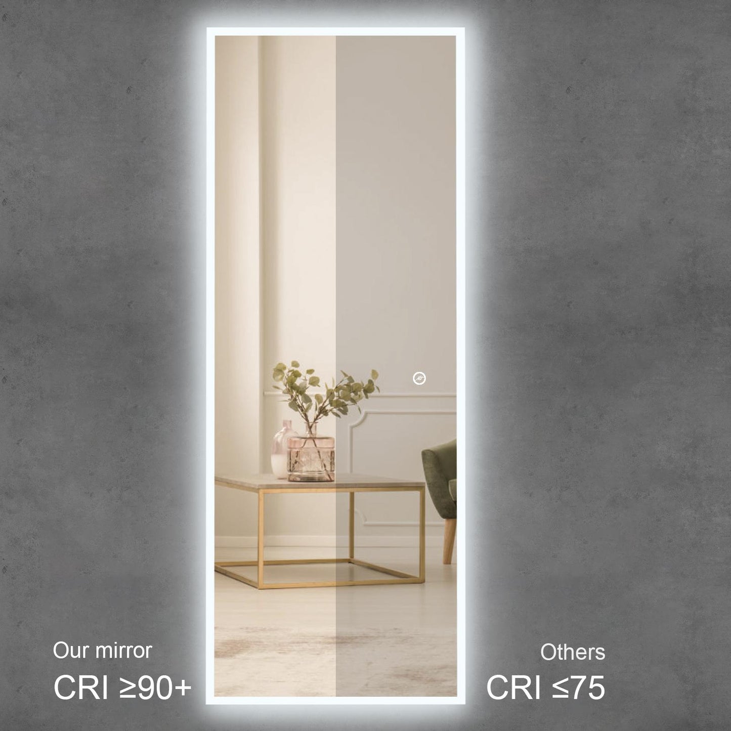 Smart Infinity Defogger Waterproof Beveled Frameless Lighted Full Length Mirror