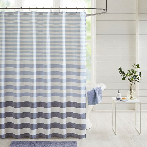 Aviana Stripe Blended Yarn Dyed Woven Shower Curtain