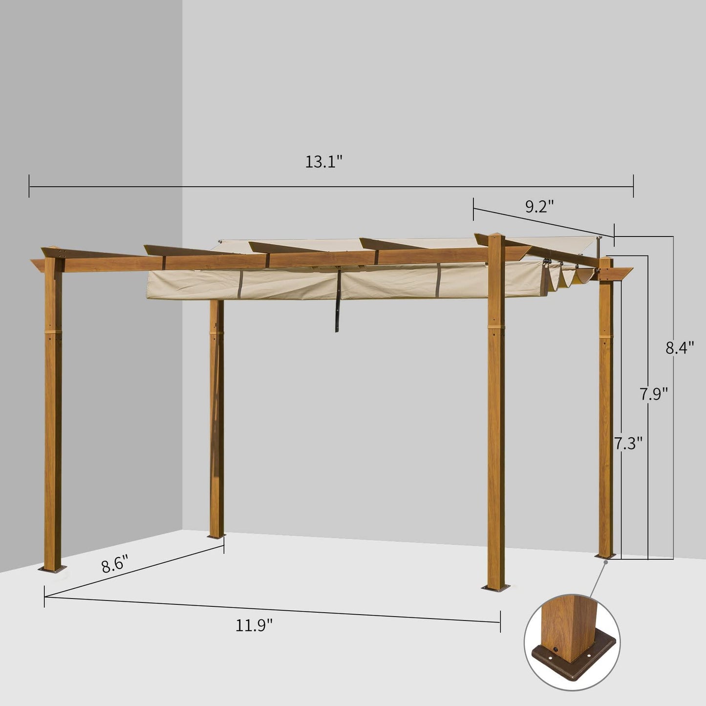 Domi Outdoor Living Outdoor Retractable Pergola with Weather-Resistant Canopy Aluminum