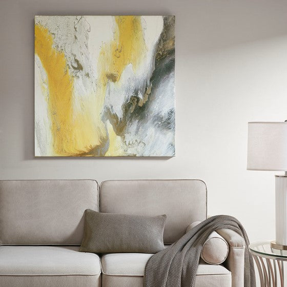 Bliss Abstract Gel Coat Canvas with Silver Foil Embellishment