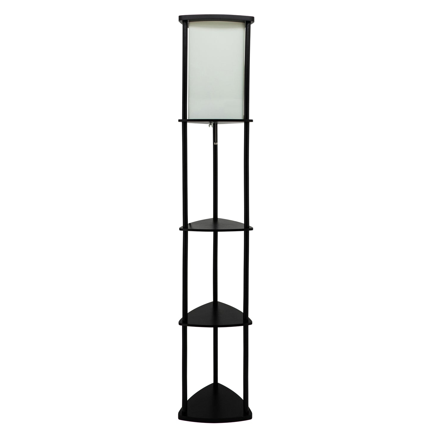 Wood Corner Etagere / Floor Lamp, Black