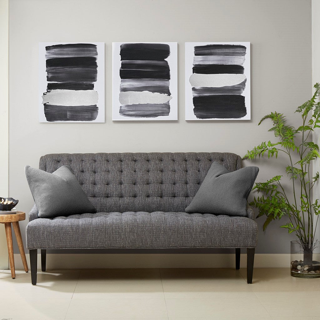 Traveling Road Abstract Printed Canvas with Metallic Foil 3 Piece Set