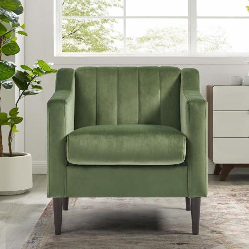 Modern velvet fabric single person sofa side chair with solid wood legs, used in bedroom, living room and office.